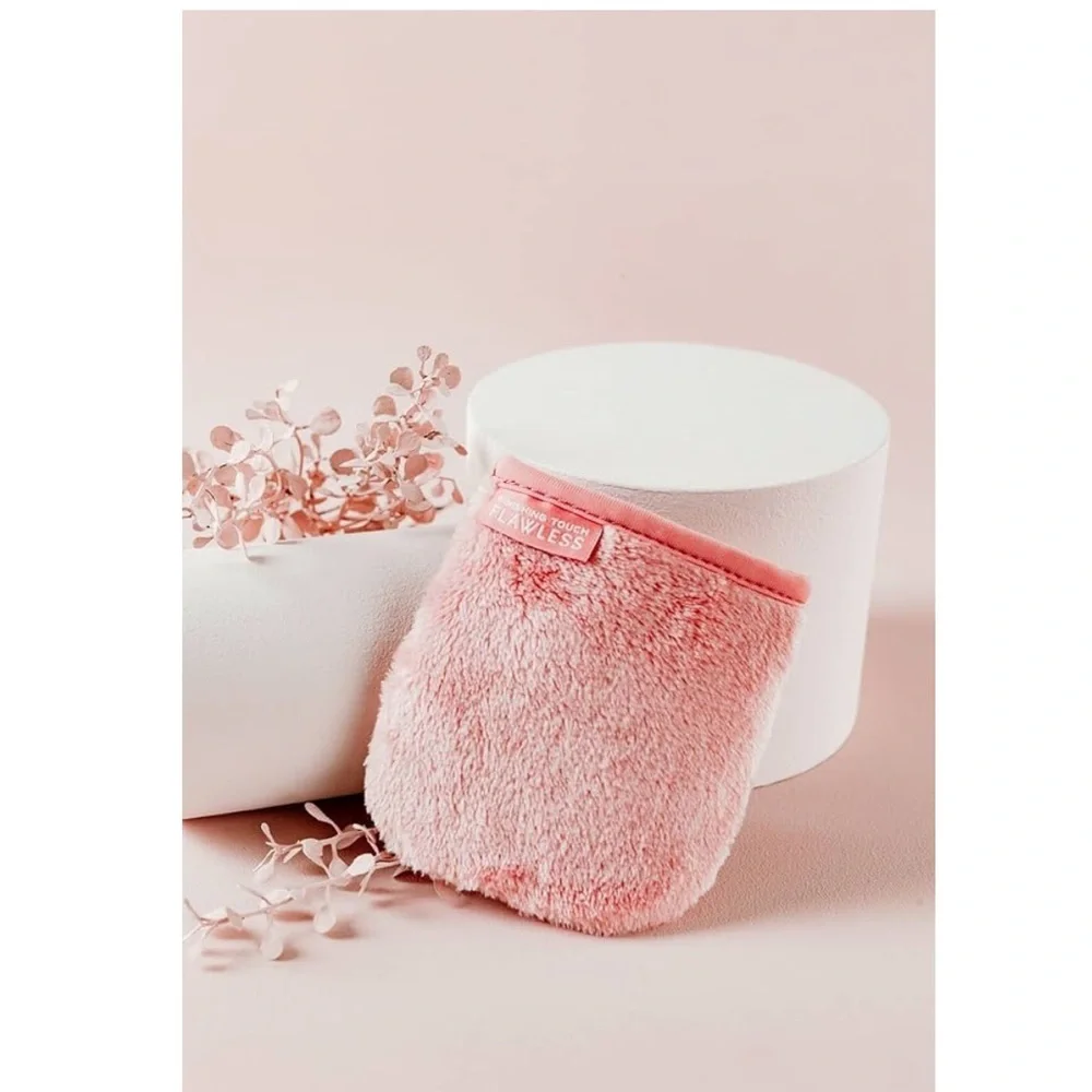 Flawless Pink Cleansing Mitt Set,‎ Reusable 7-Day Facial Mitt Makeup Remover